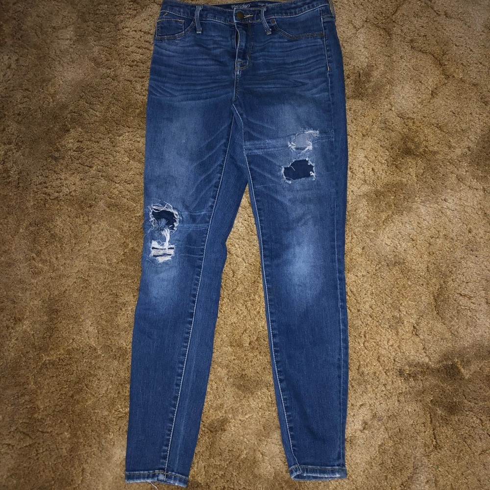 pretty worn! ripped up jeans